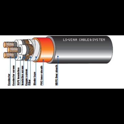 Cáp 3 lõi cách điện XLPE vỏ bọc nhựa PVC/HDPE 6.35/11(12)kV